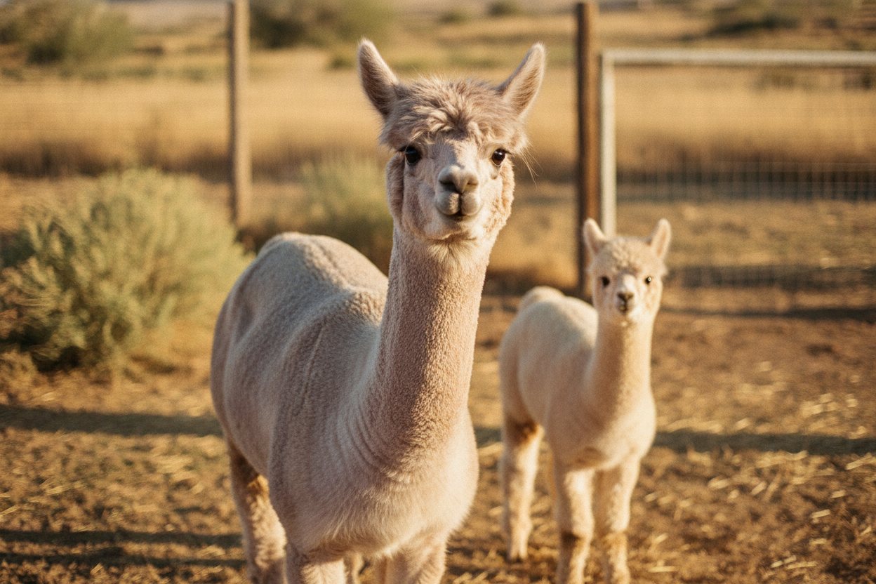 A portrait of Cersei, a fluffy alpaca.